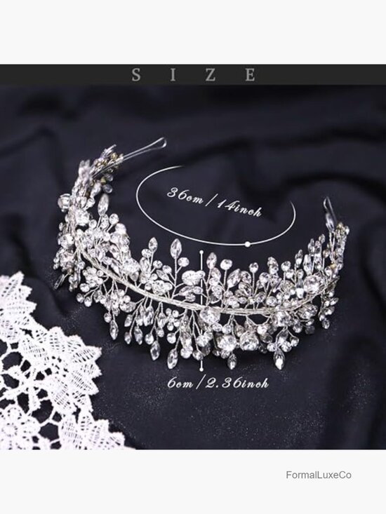 Crystal Wedding Headband Rhinestone Bridal Hairpiece Adjustable Handmade Leaf main image 5